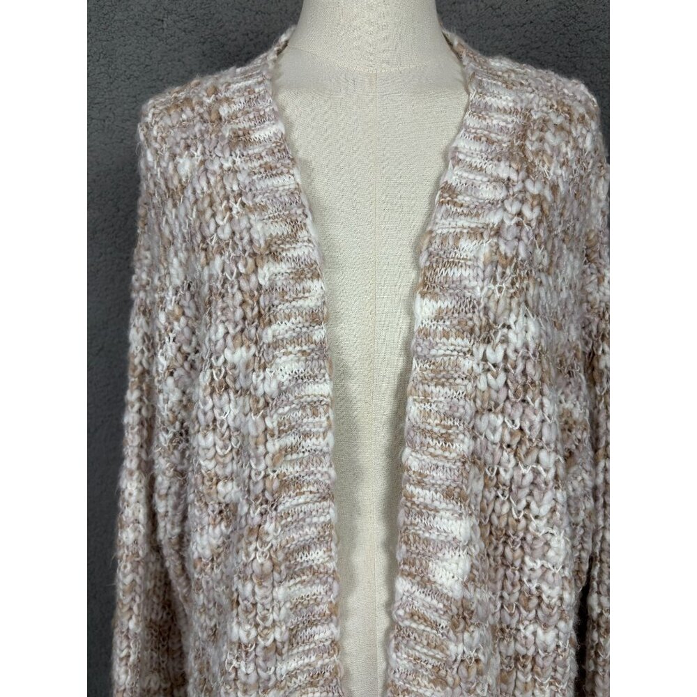 Hippie Rose Juniors' Open-Front Beige Long-Sleeve Oversize Cardigan Large NWT's